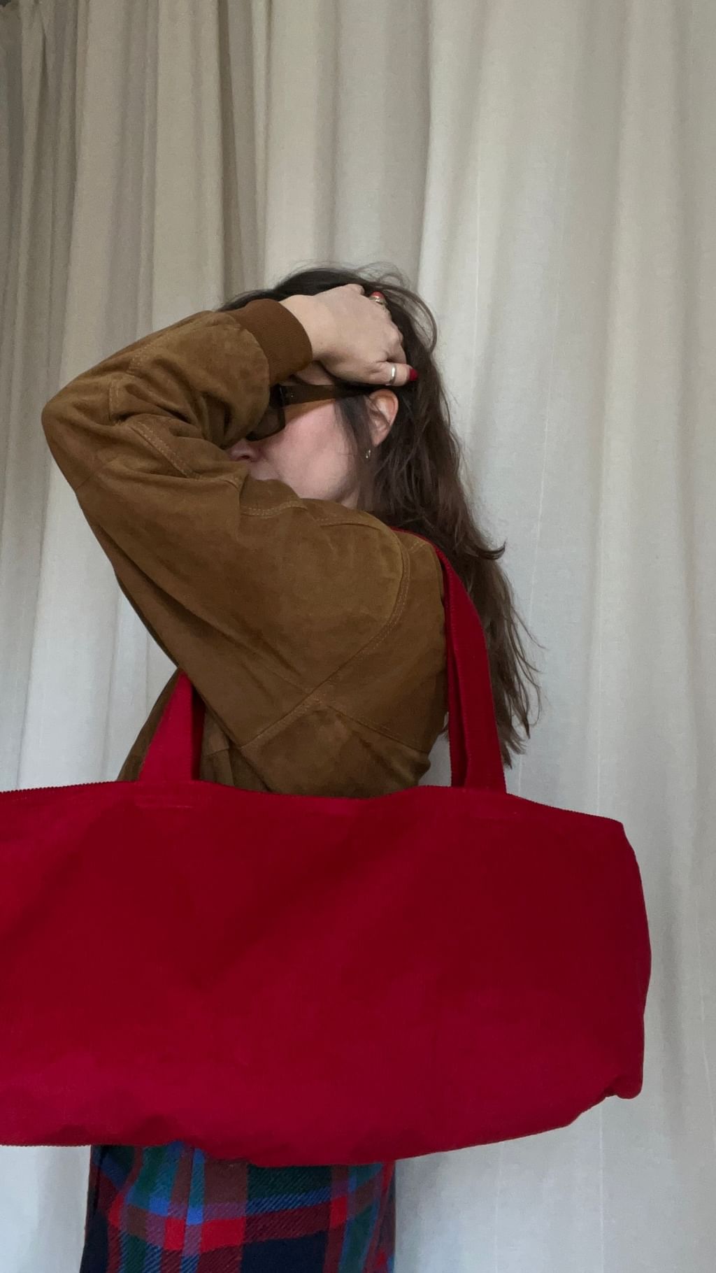 Torba na ramie czerwony sztruks 