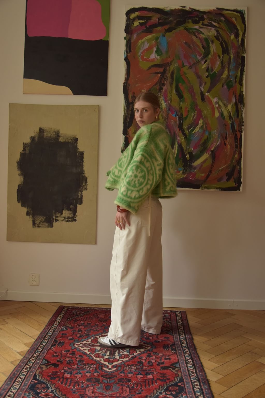 Upcycled - Kimono z wełnianego koca w ornamentowy wzór