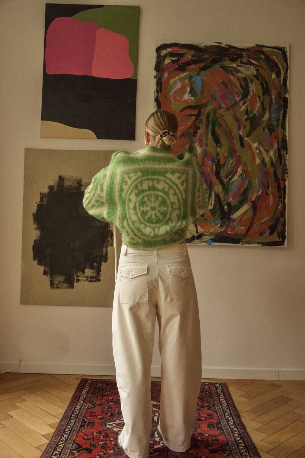 Upcycled - Kimono z wełnianego koca w ornamentowy wzór