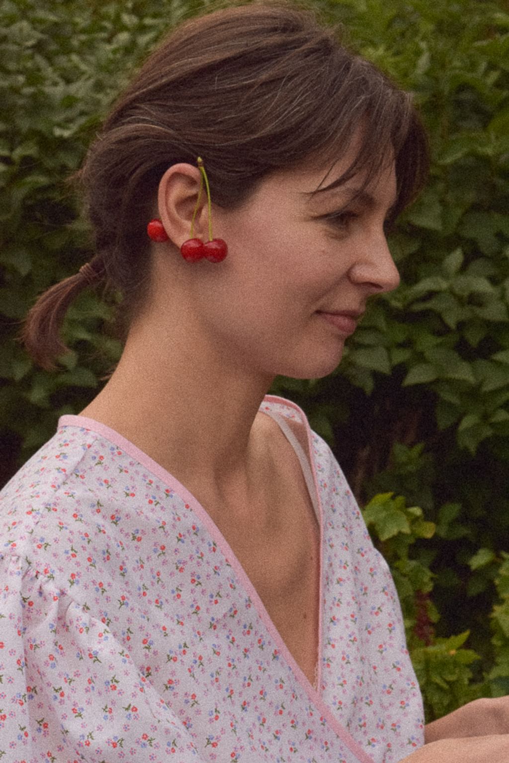 Upcycled - Bluzka z bufiastymi rękawami z vintage tkaniny