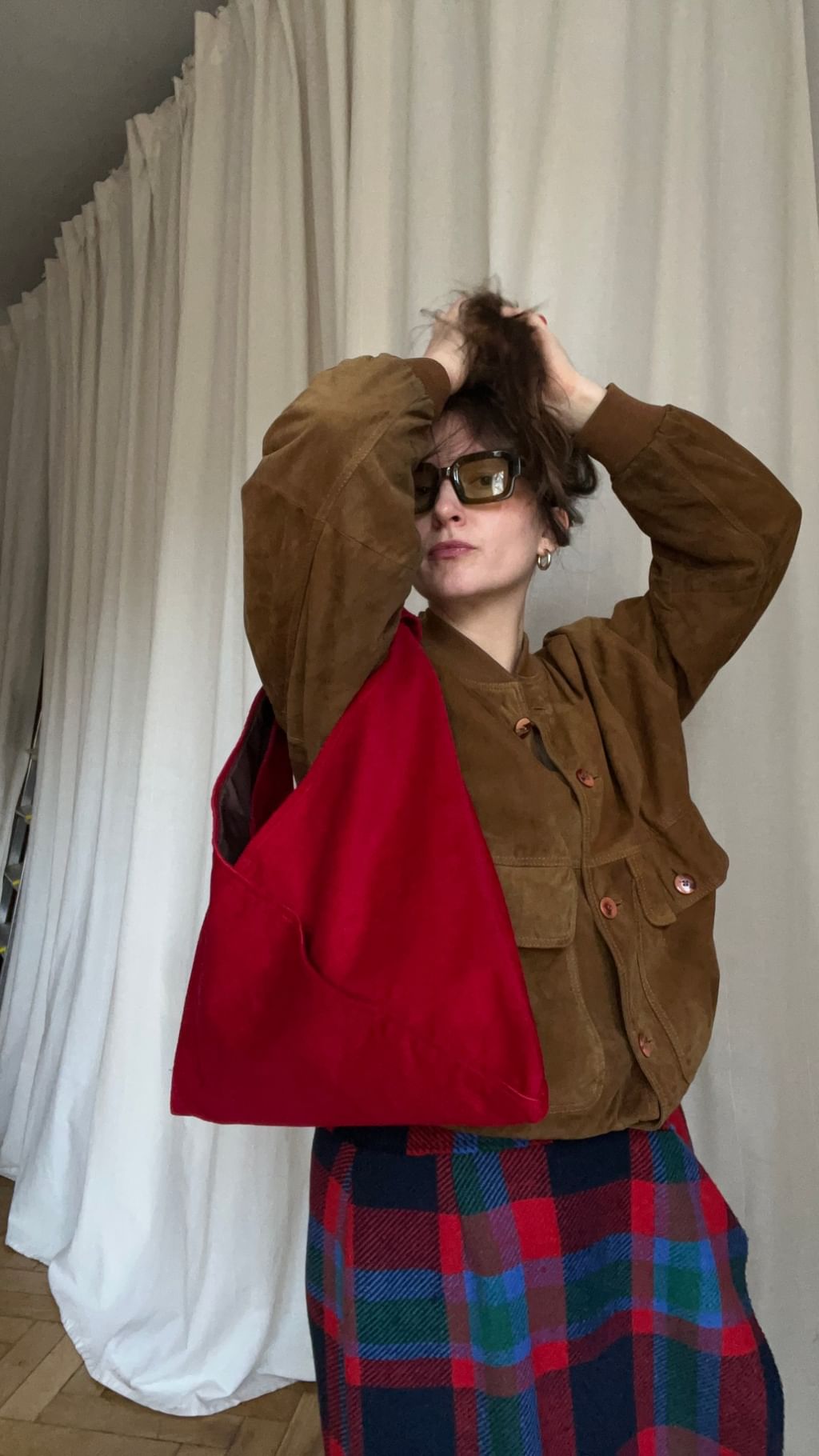 Origami bag czerwony sztruks