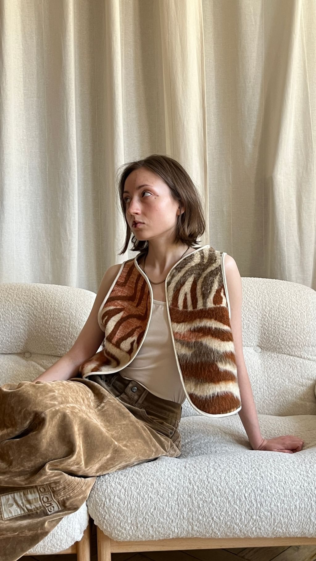 Kamizelka z bawełnianego koca vintage 