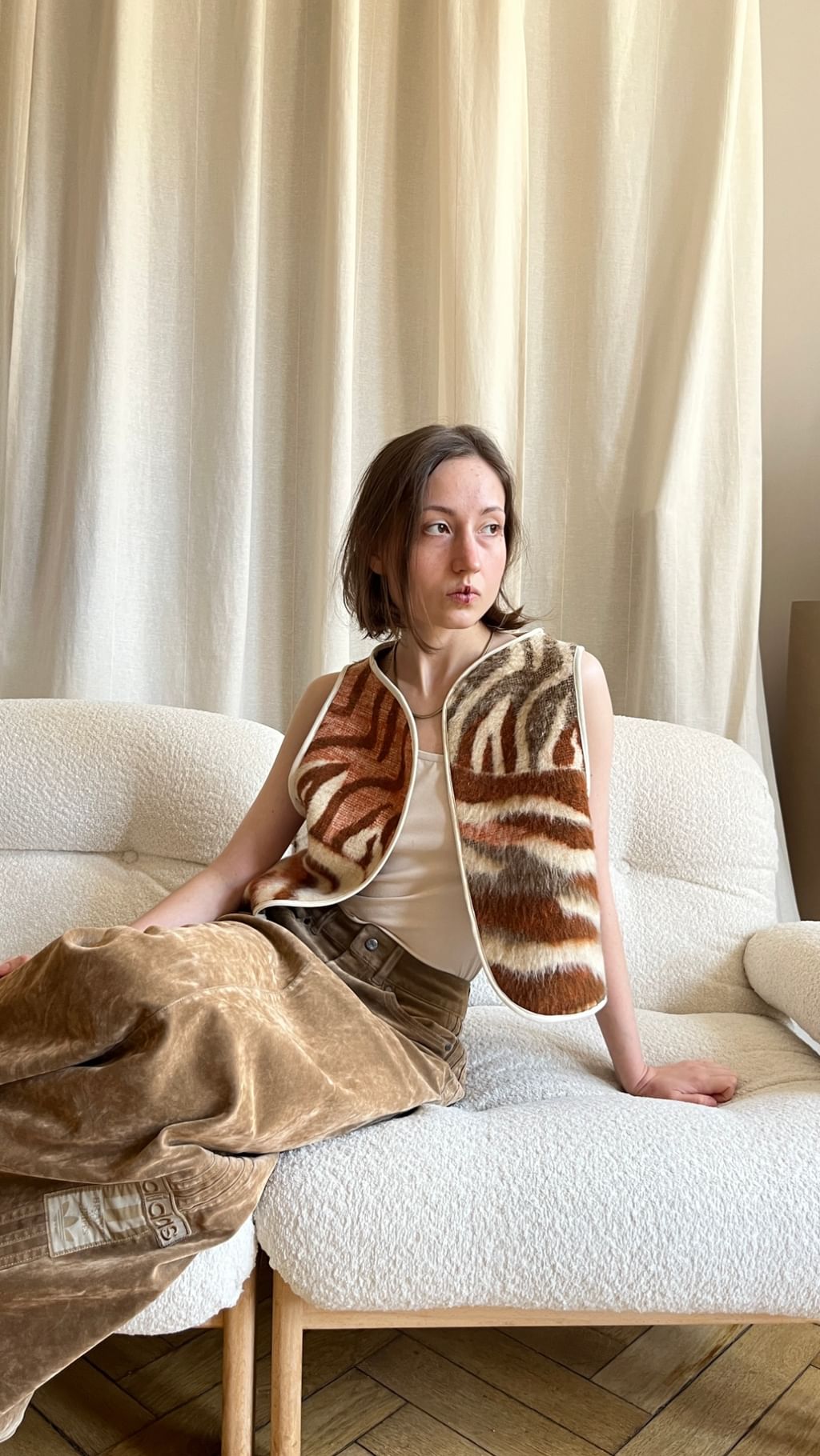 Kamizelka z bawełnianego koca vintage 