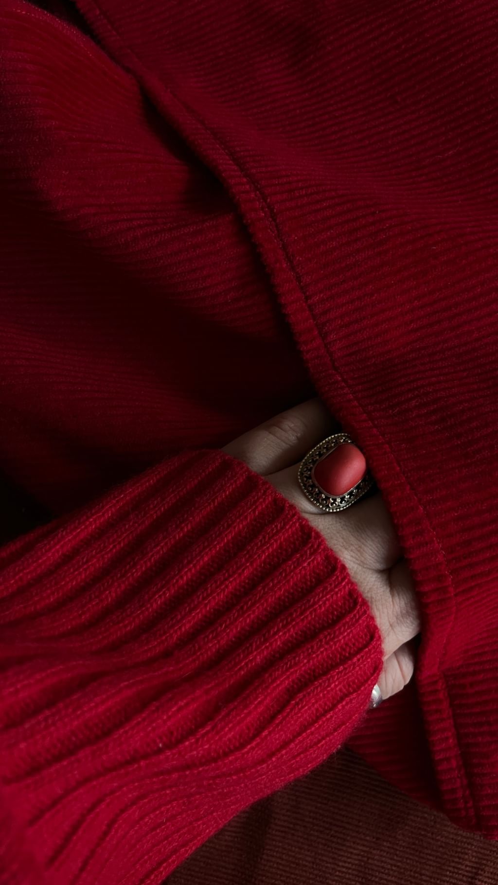 Torba na ramie czerwony sztruks 