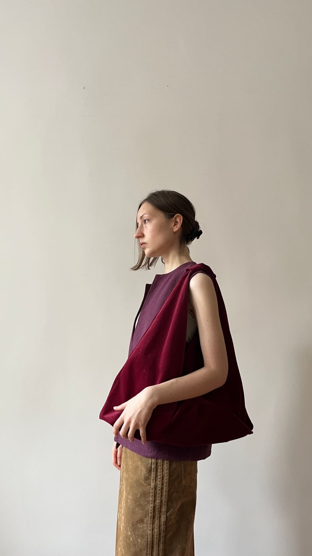 Torebka welurowa w kolorze śliwki 