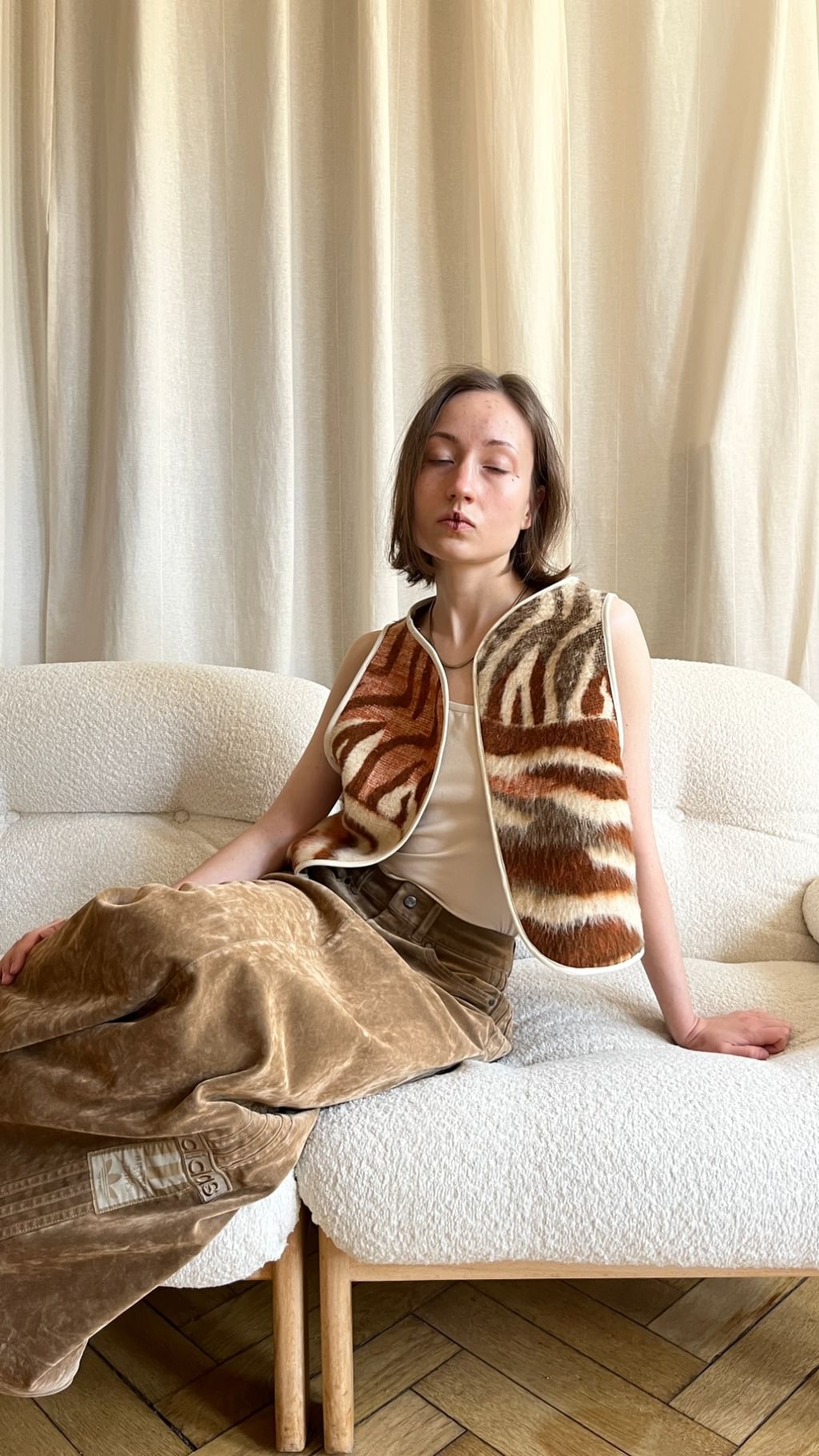 Kamizelka z bawełnianego koca vintage 