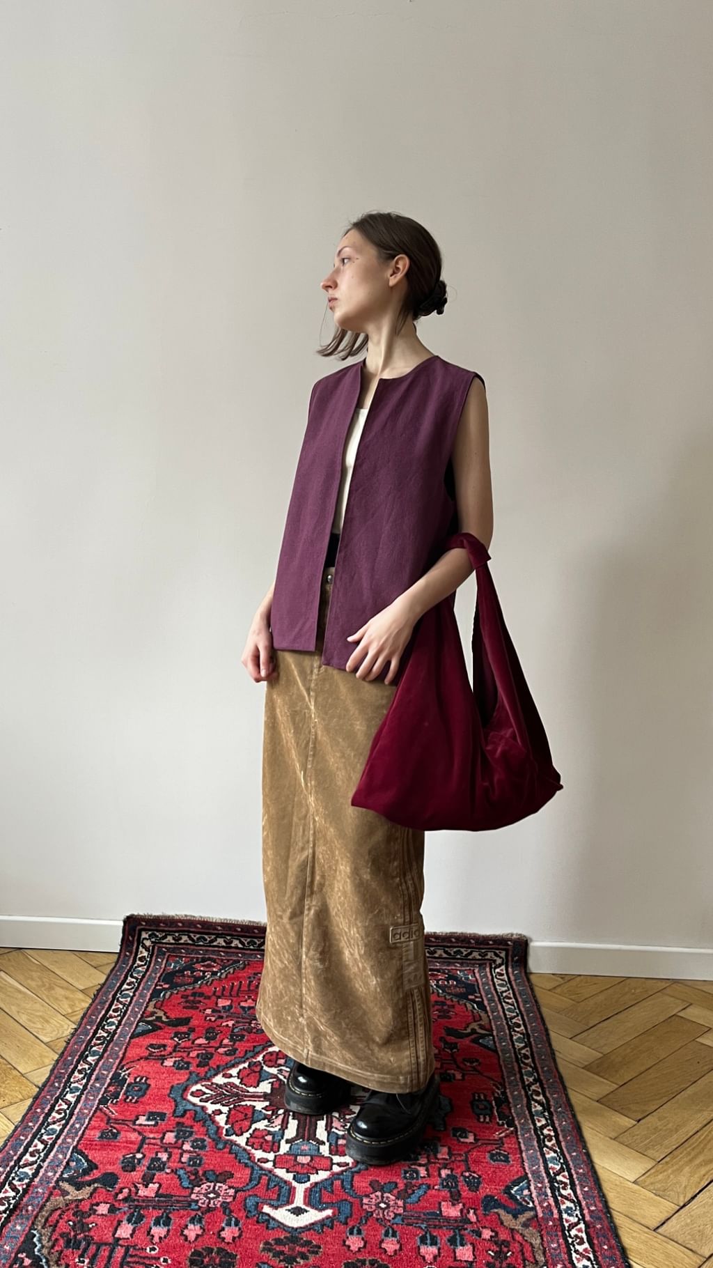 Torebka welurowa w kolorze śliwki 