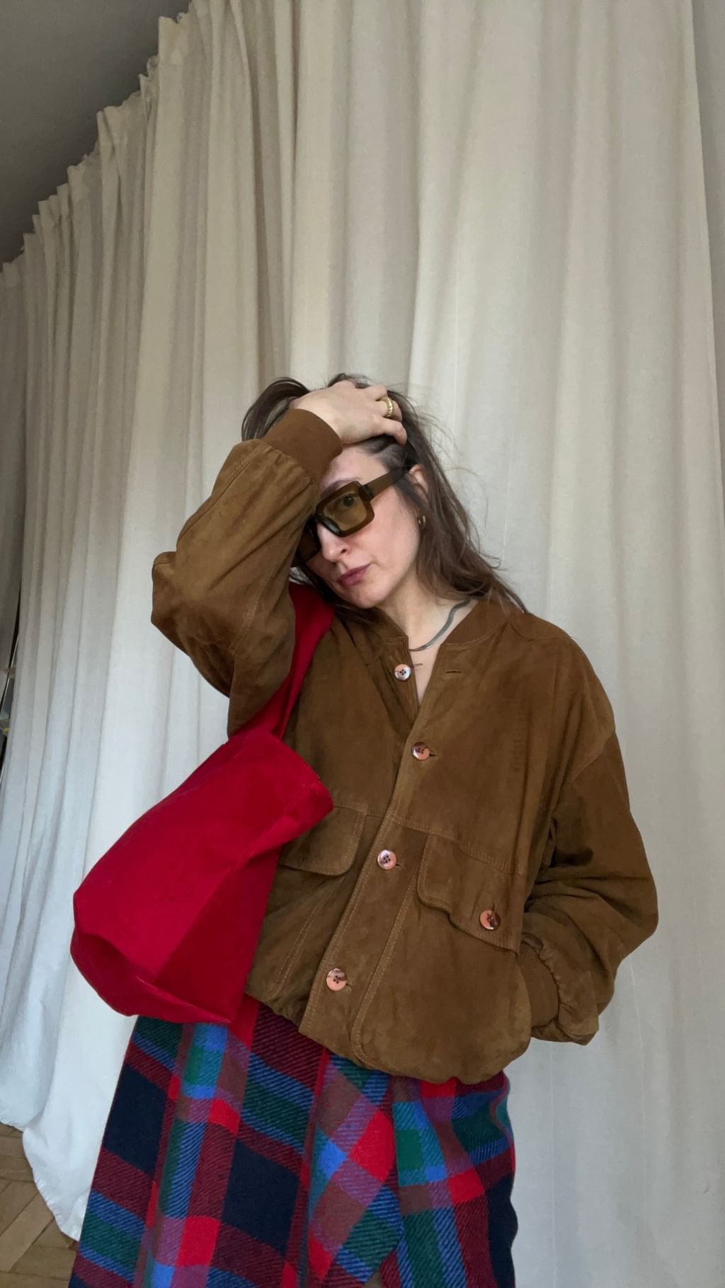 Torba na ramie czerwony sztruks 