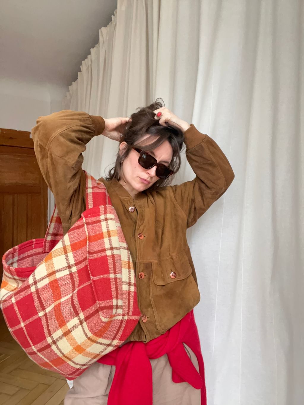 Torba w kratę z wełnianego koca UNISEX