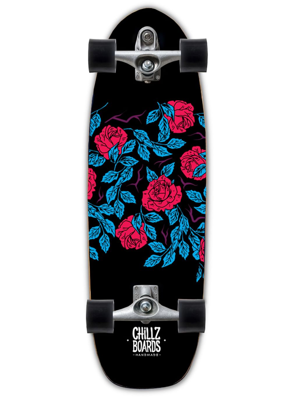 Chillz®  Rose Rider Black Surfskate - Cruiser 30,7"   