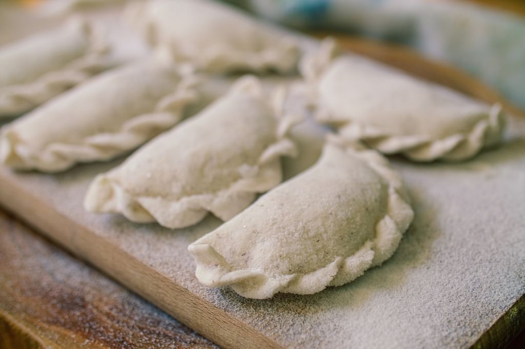 Pierogi z twarogiem i brzoskwinią