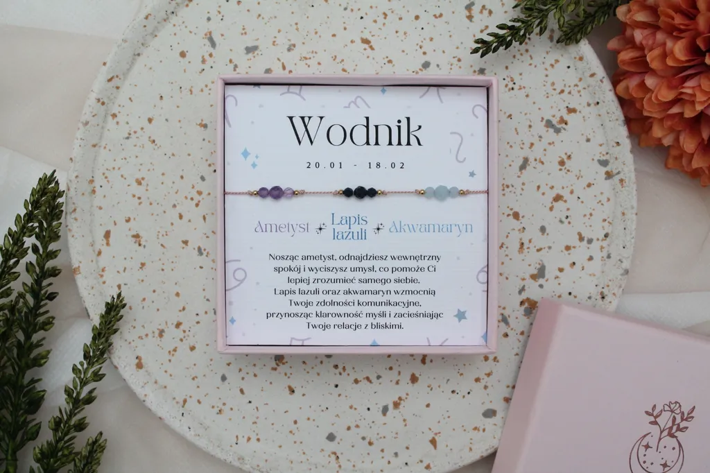 Wodnik || Bransoletka Zodiakalna na nici