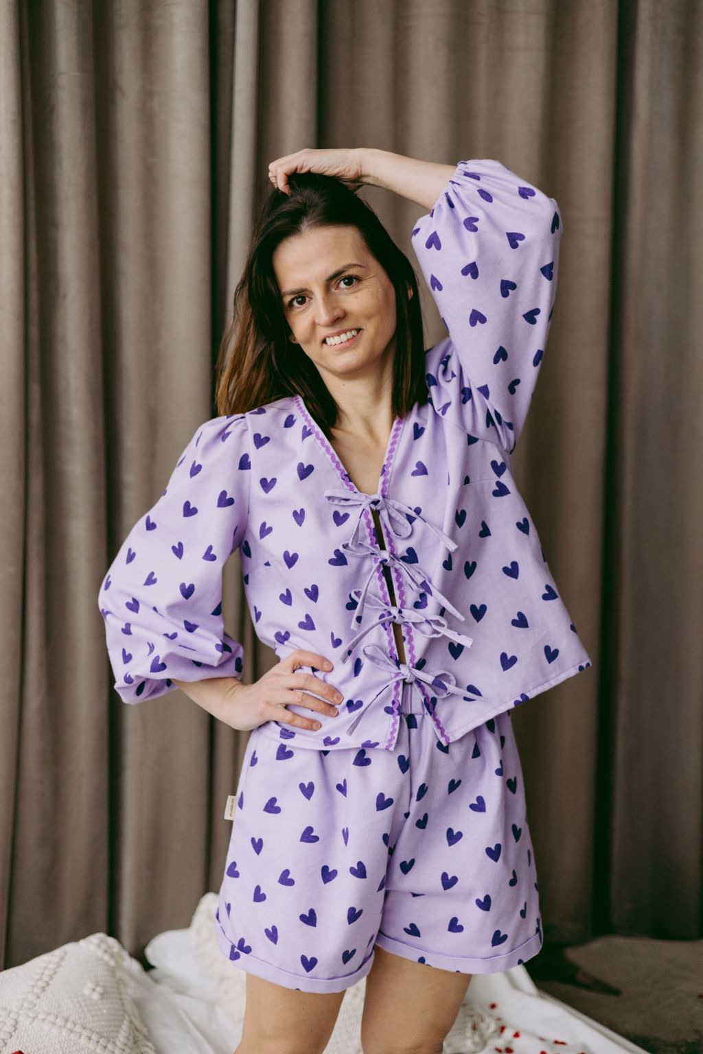 Komplet bluzka & szorty - Hearts Violeta