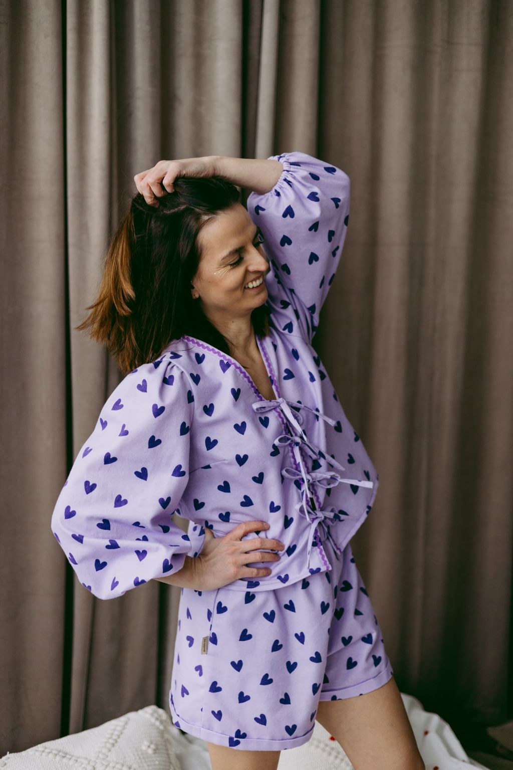 Komplet bluzka & szorty - Hearts Violeta