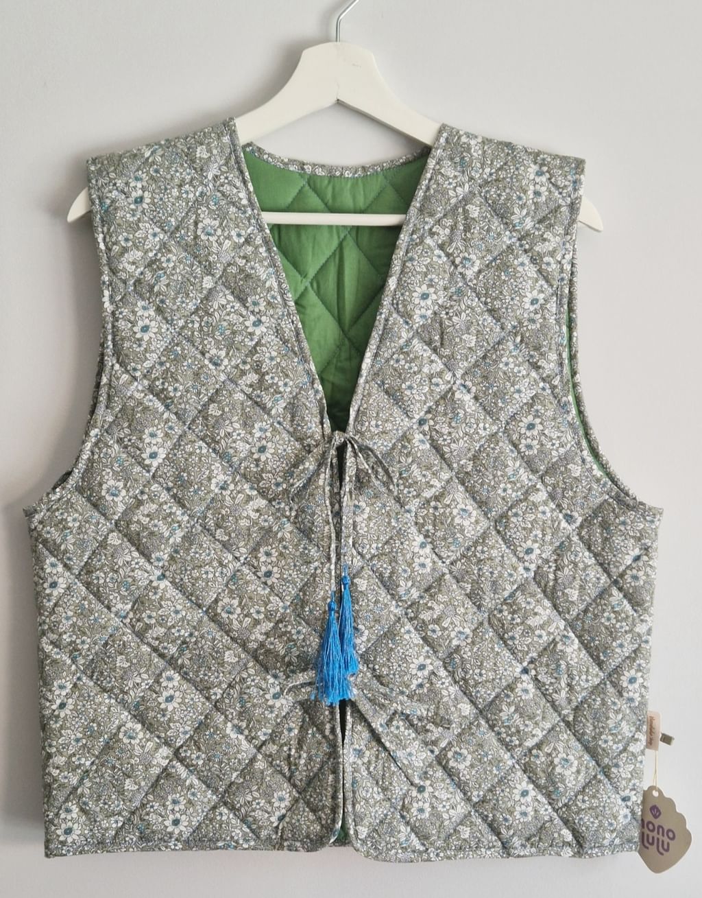 Pikowana kamizelka Vintage Flowers Green