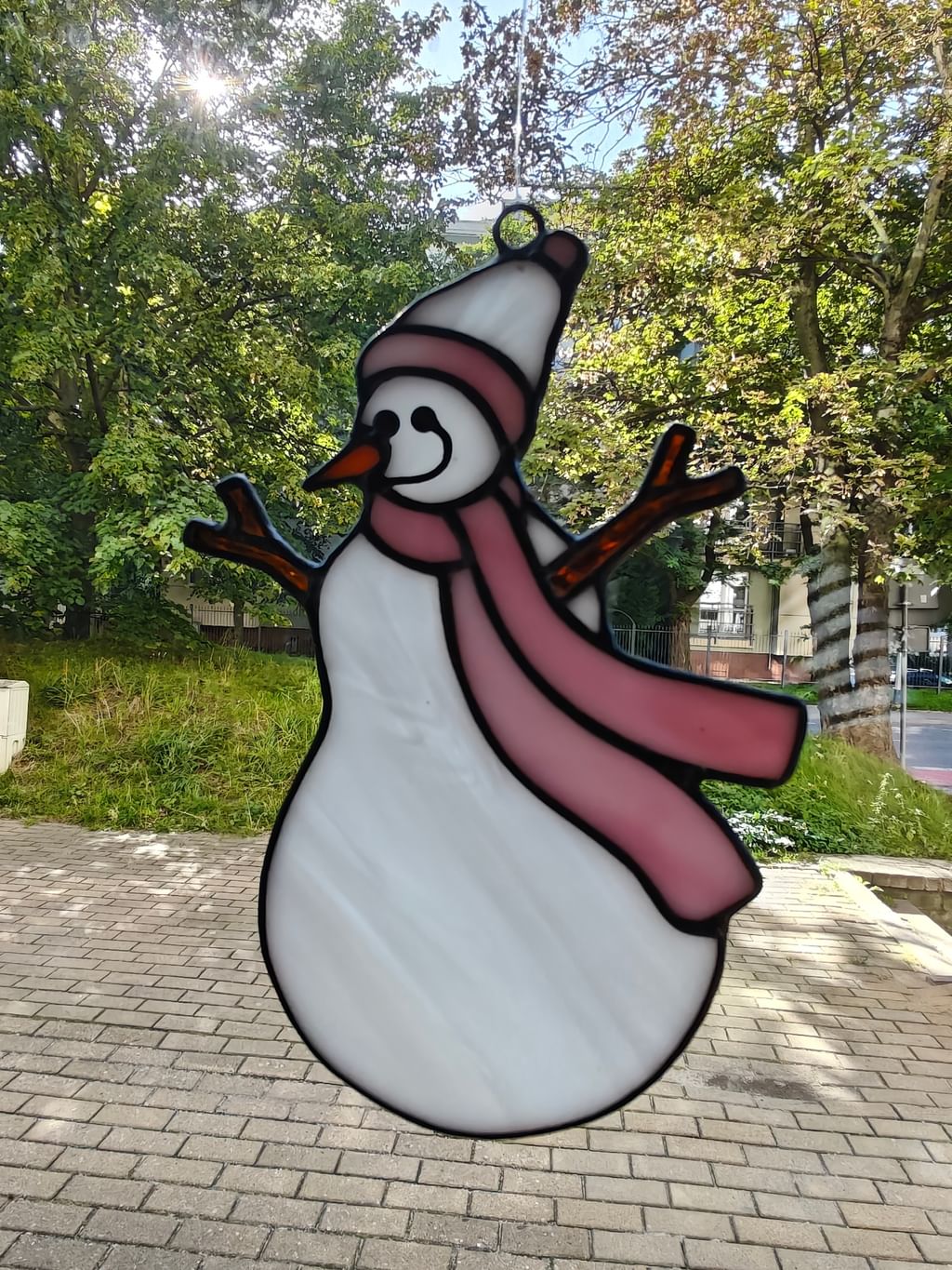 Zawieszka Bałwan różowy szalik