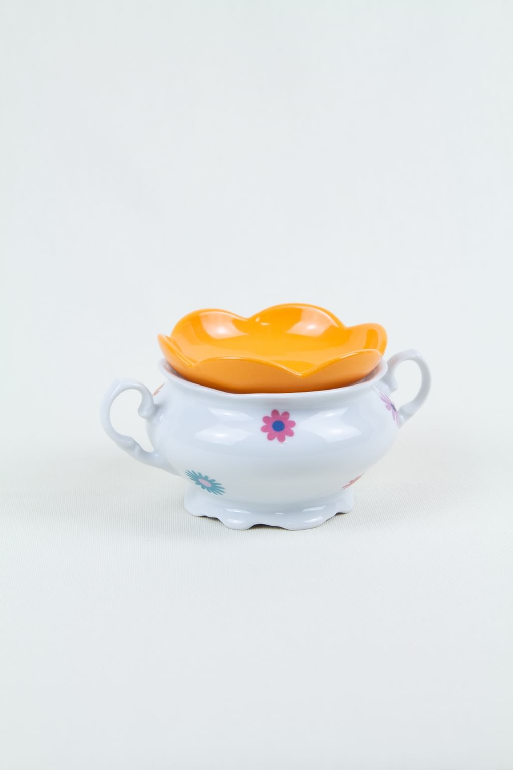 Cukiernica vintage z pomarańczową pokrywką FLOR