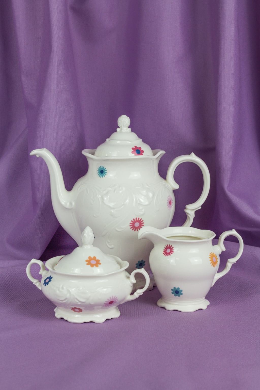 Imbryk FRYDA biały w kwiaty