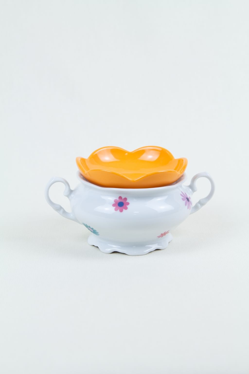 Cukiernica vintage z pomarańczową pokrywką FLOR