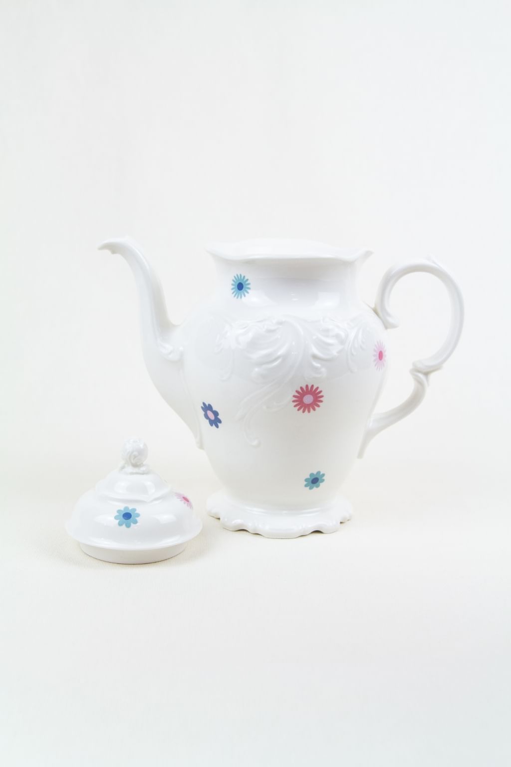 Imbryk FRYDA biały w kwiaty