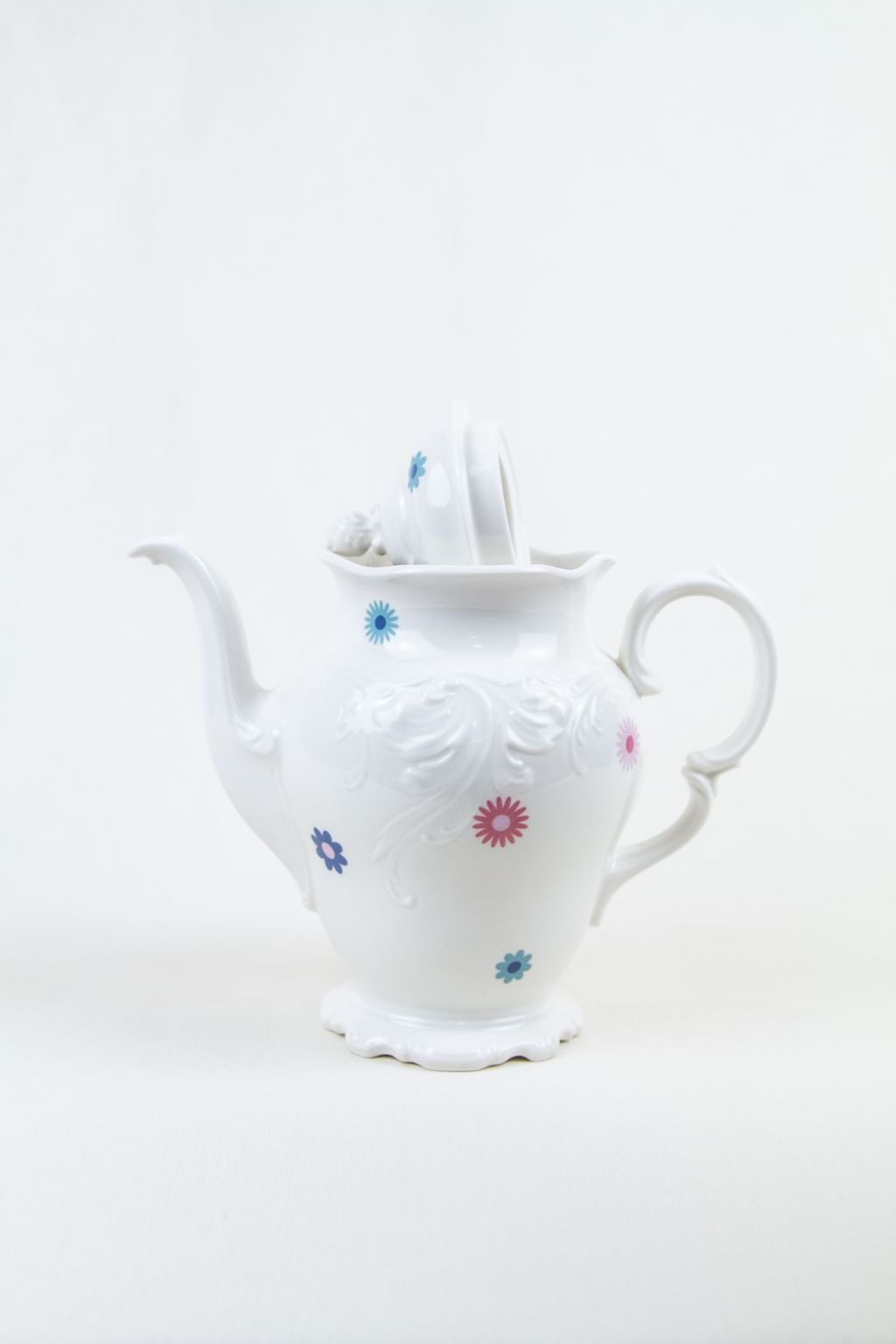 Imbryk FRYDA biały w kwiaty