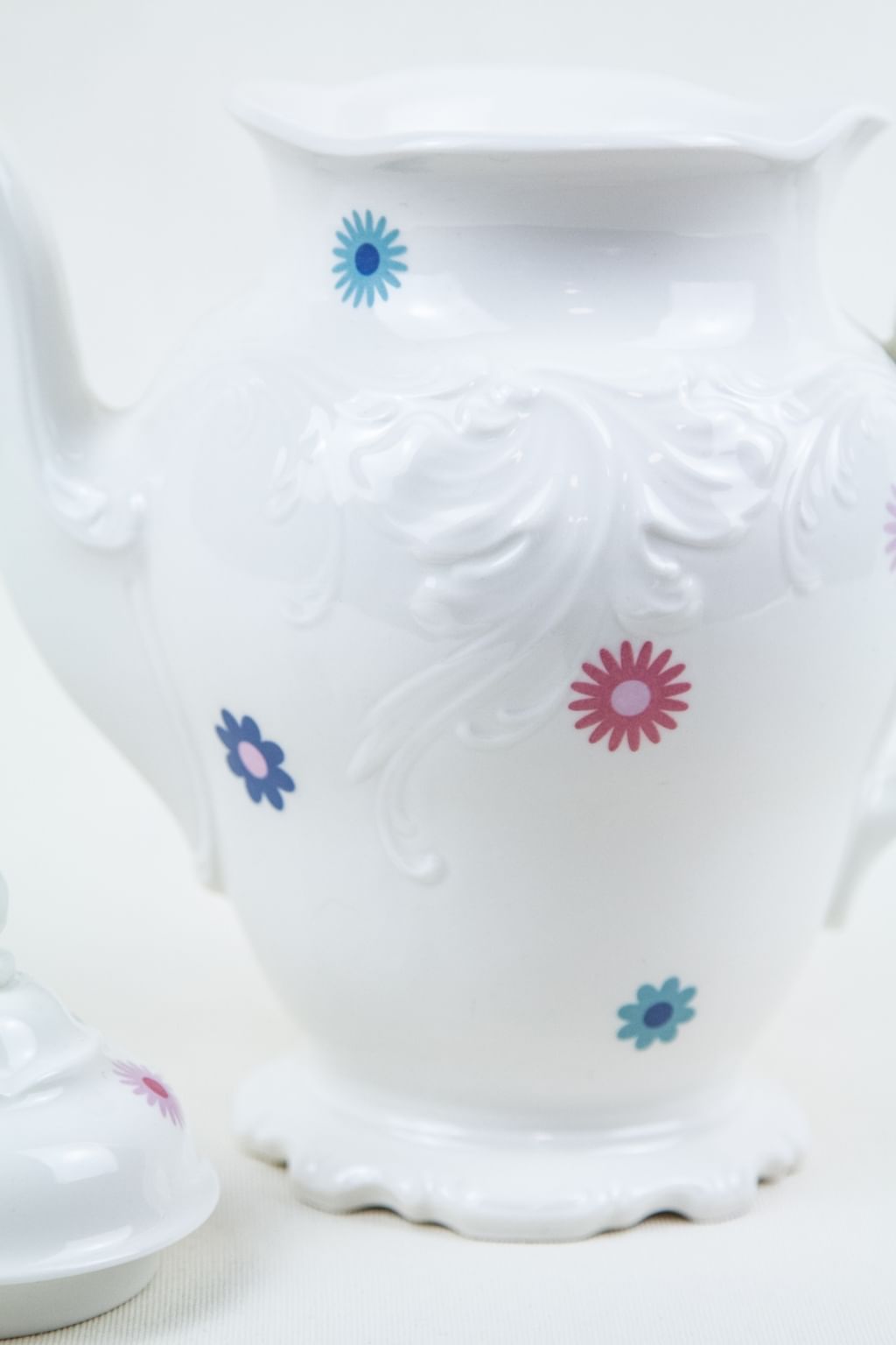 Imbryk FRYDA biały w kwiaty