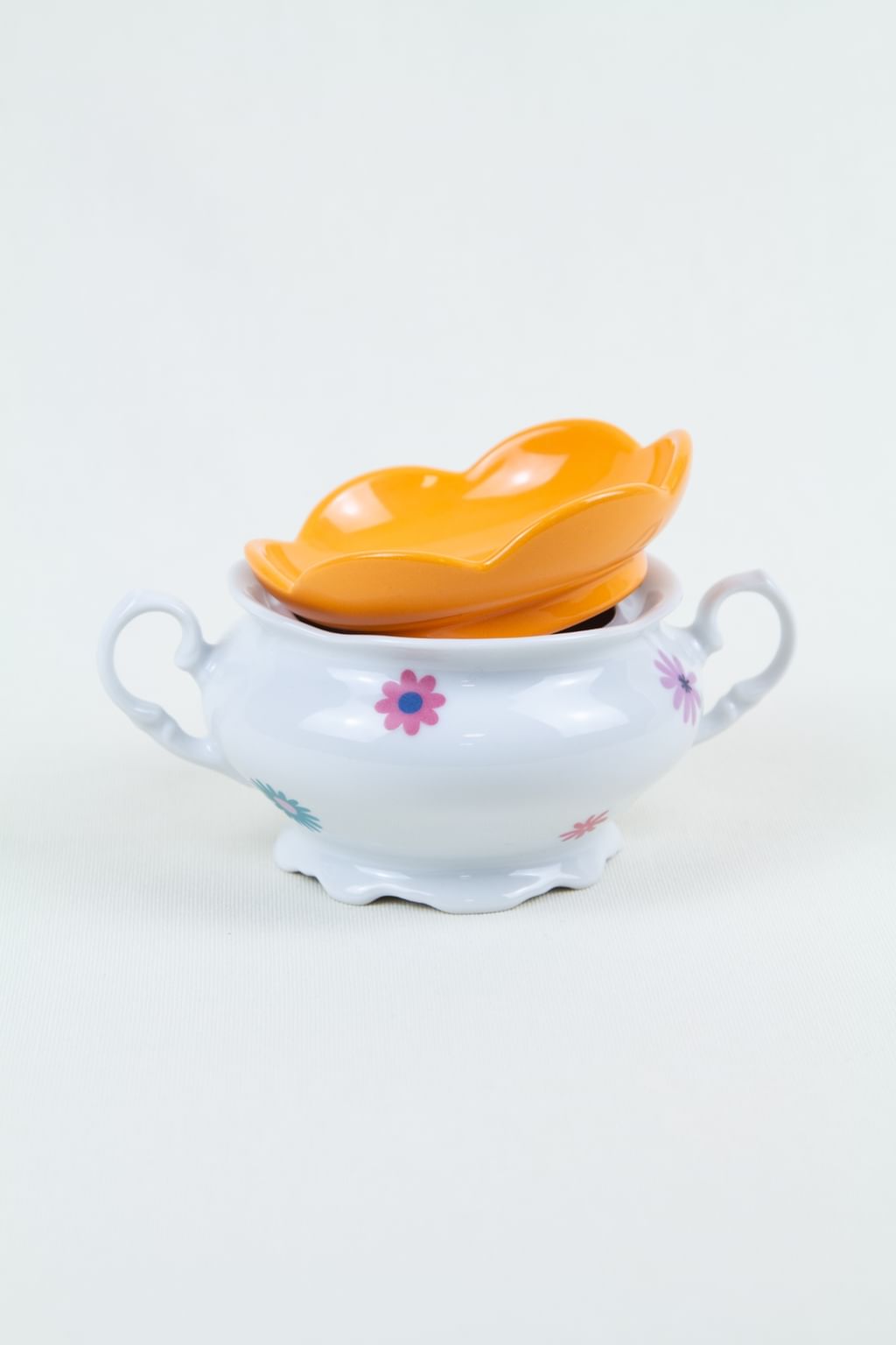 Cukiernica vintage z pomarańczową pokrywką FLOR