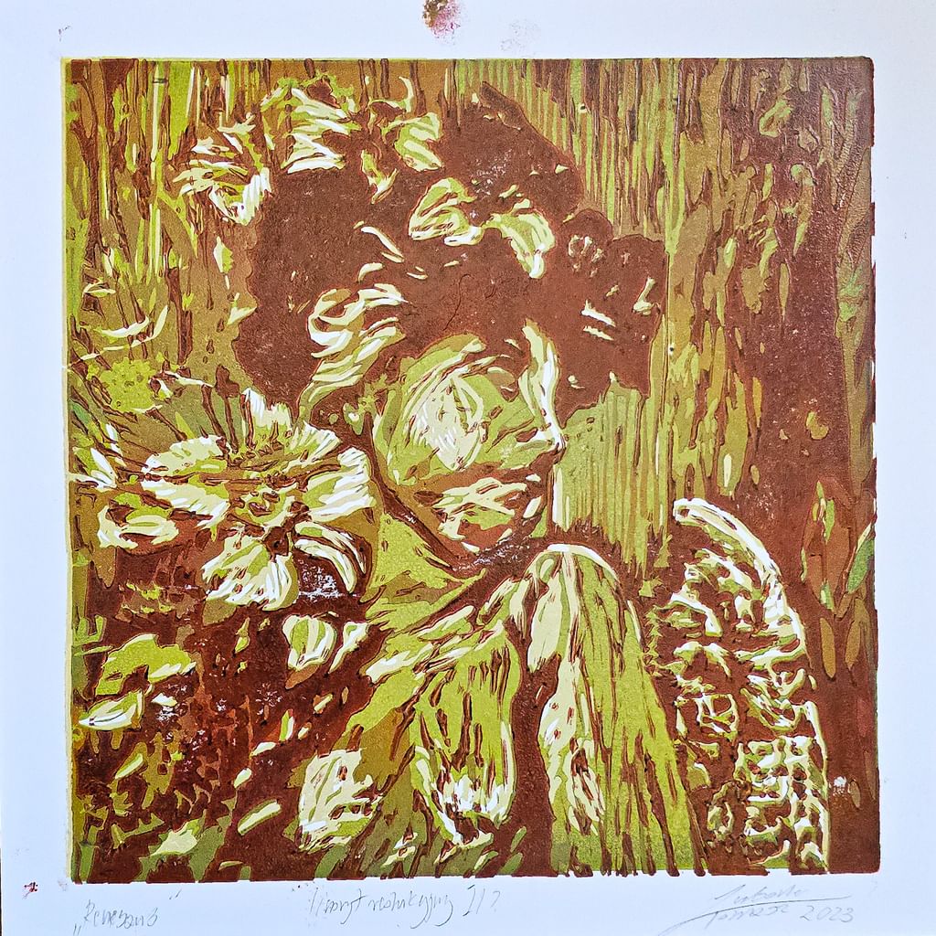 Linoryt redukcyjny ,,Renesans'' 21 x 21cm 2023