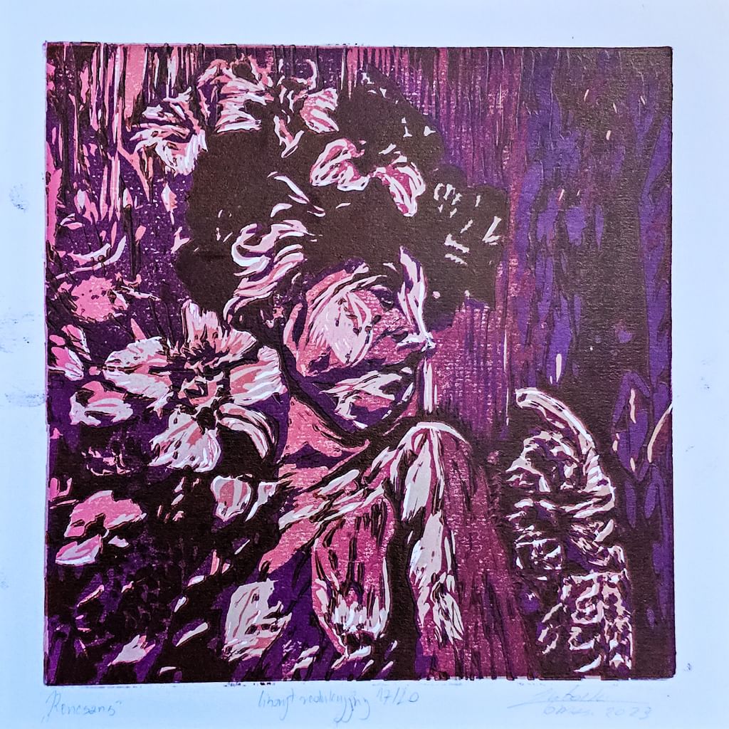 Linoryt redukcyjny ,,Renesans'' 21 x 21cm 2023