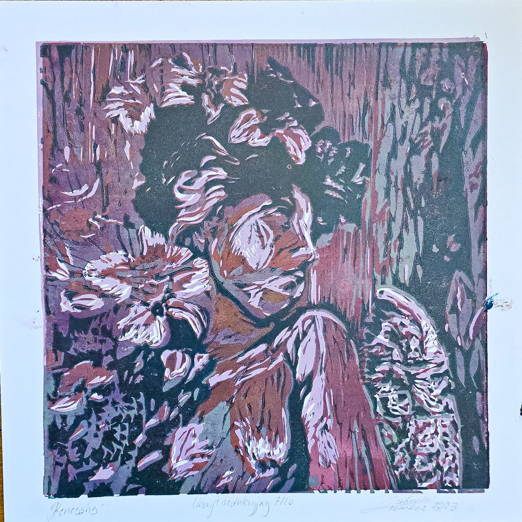 Linoryt redukcyjny ,,Renesans'' 21 x 21cm 2023