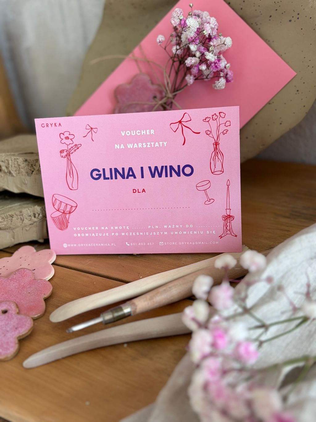 VOUCHER NA WARSZTATY "GLINA I BUTELKA WINA"