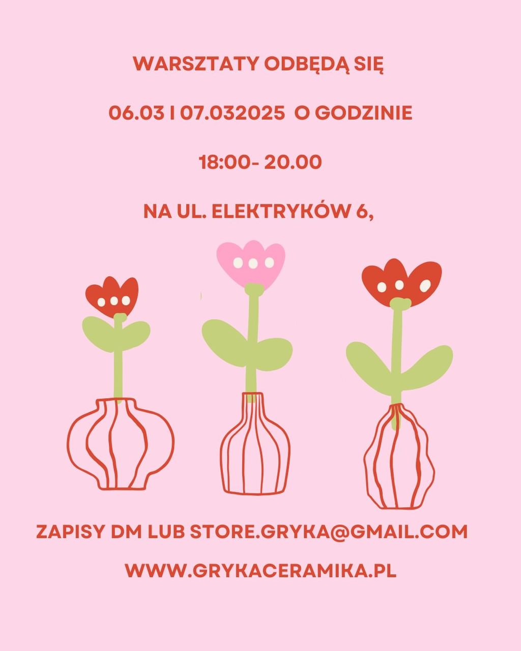 WARSZTATY CERAMICZNE GLINA I WINO - 6 MARCA  A
