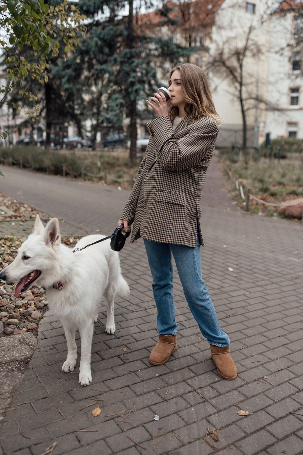 Marynarka w brazowa kratkę vintage M/L