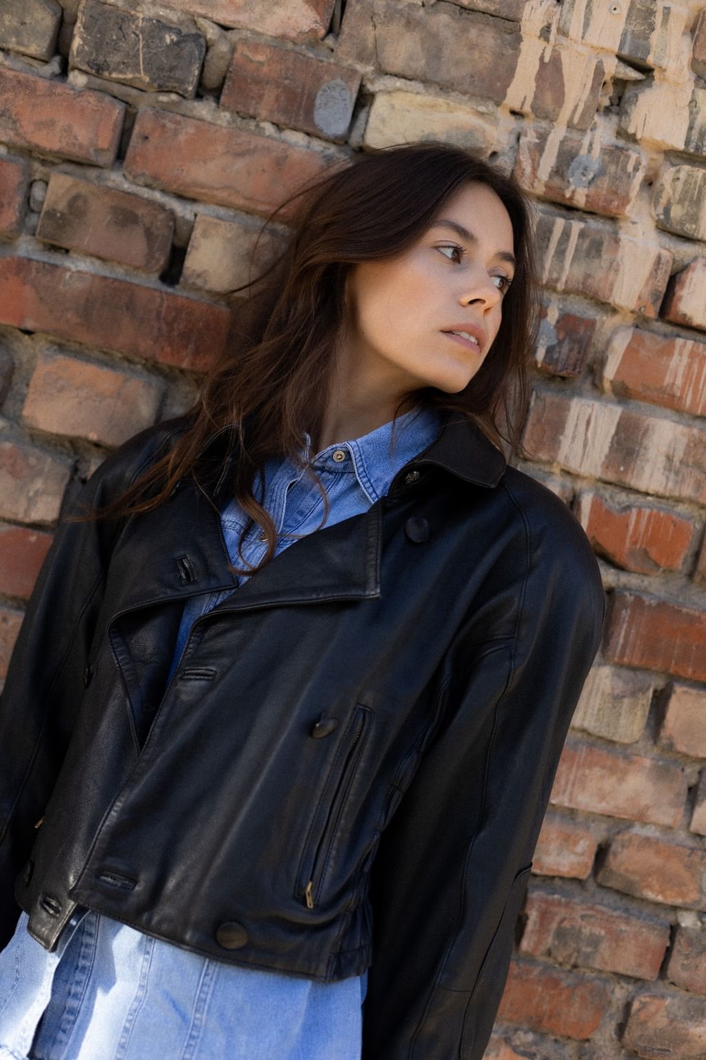 Czarna skórzana kurtka vintage M