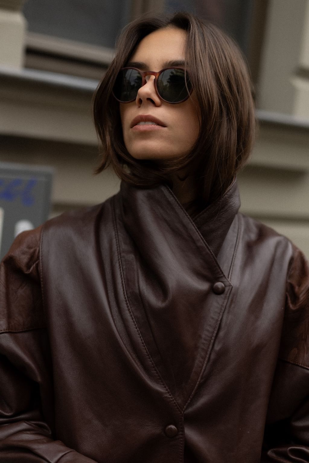 Czekoladowa tłoczona skóra vintage S/M