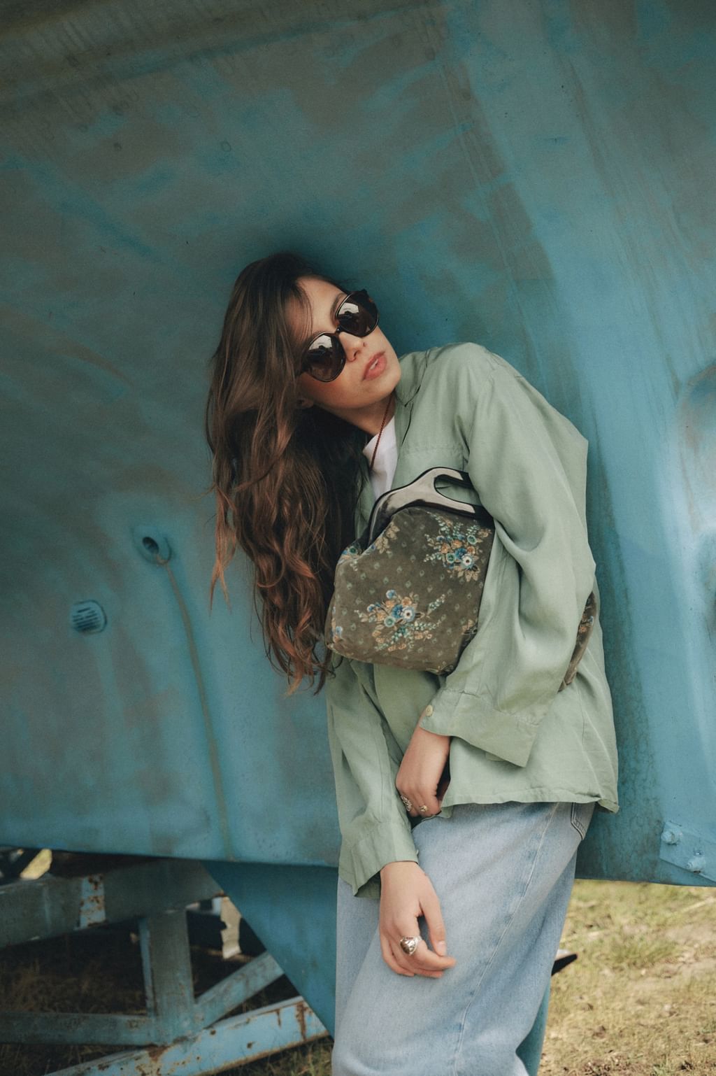 Jedwabna koszula pistacchio rozm S