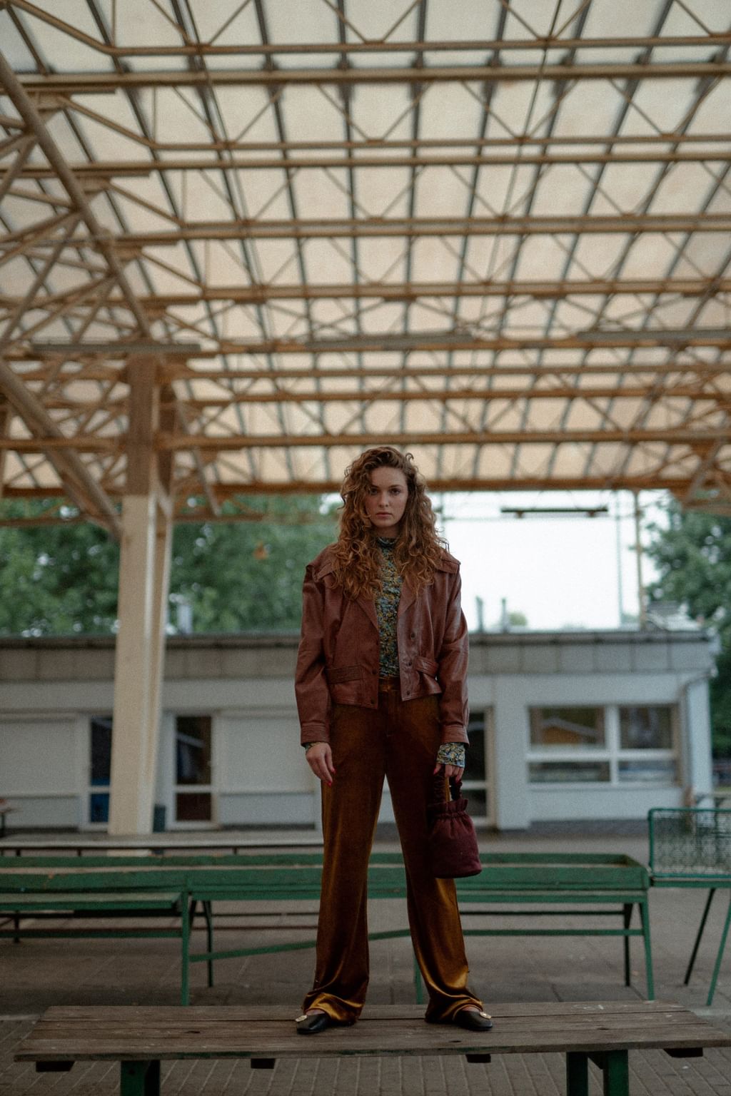 Ruda skórzana kurtka vintage SM