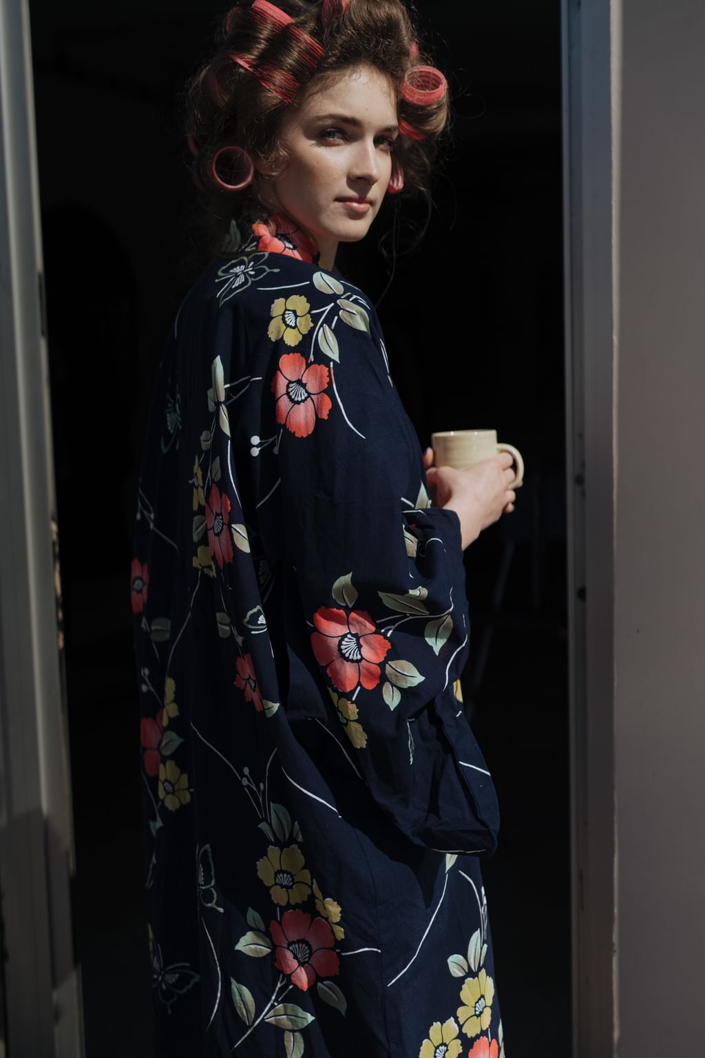 Bawełniane kimono w kwiaty M/L