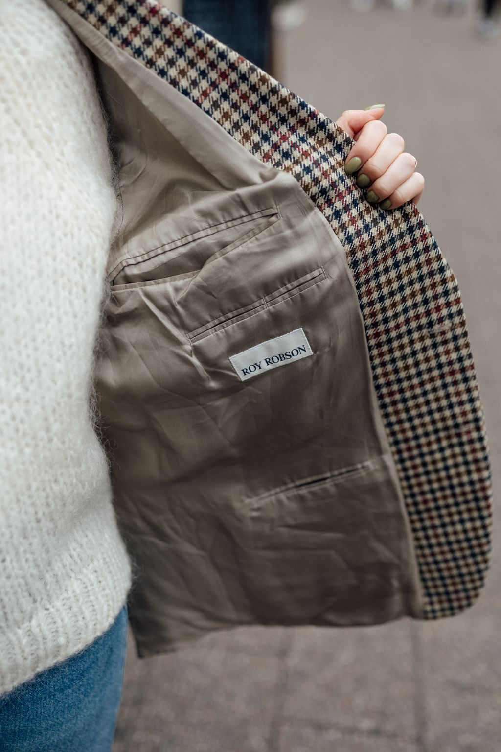 Marynarka w brazowa kratkę vintage M/L