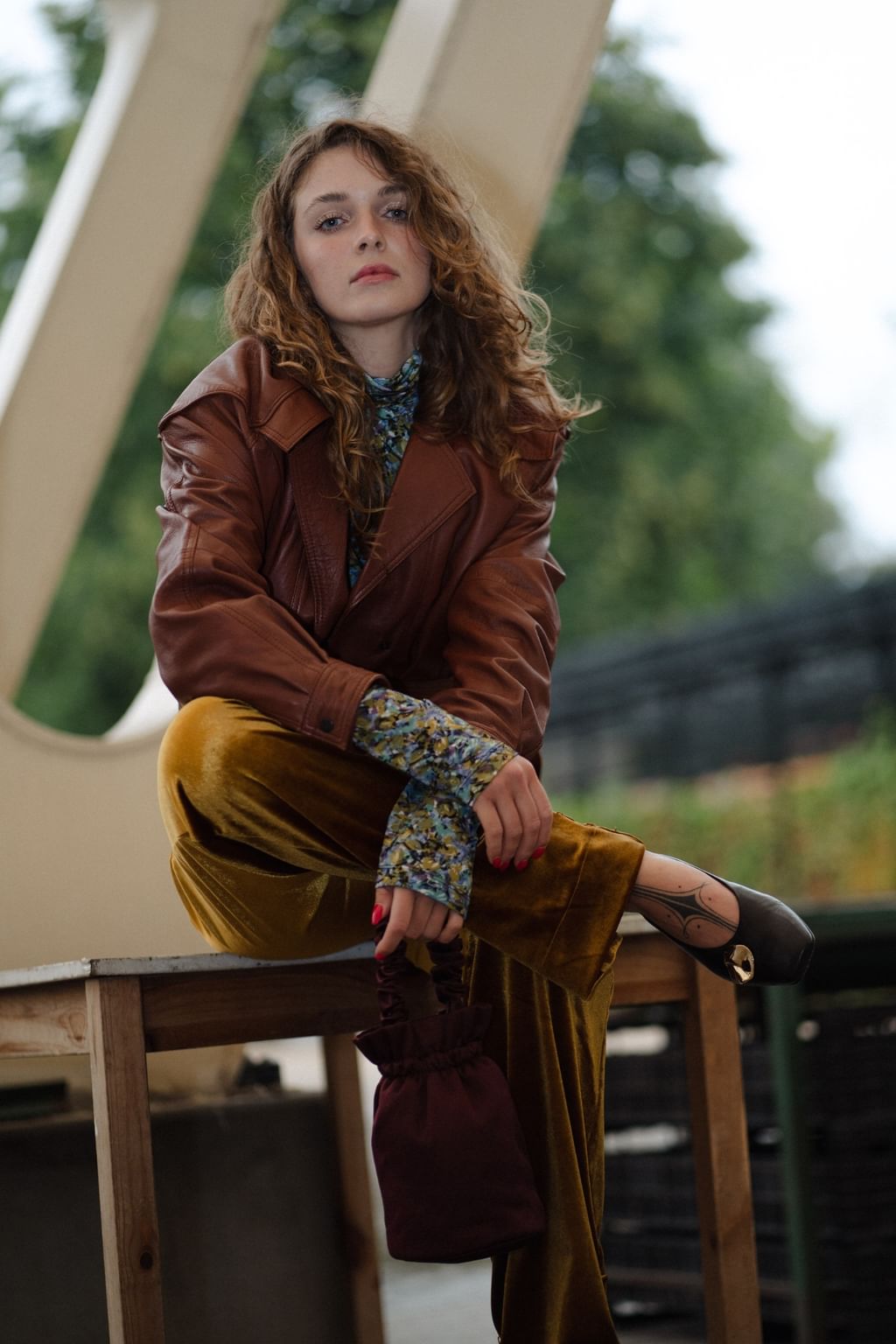 Ruda skórzana kurtka vintage SM