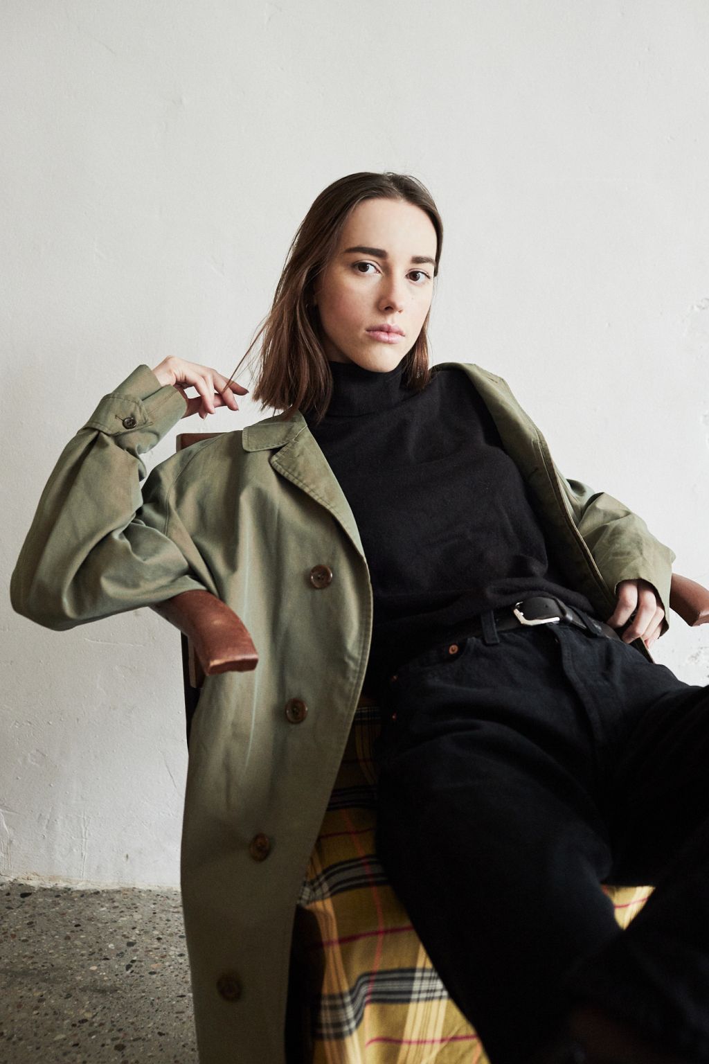 Burberry zielony płaszcz vintage M