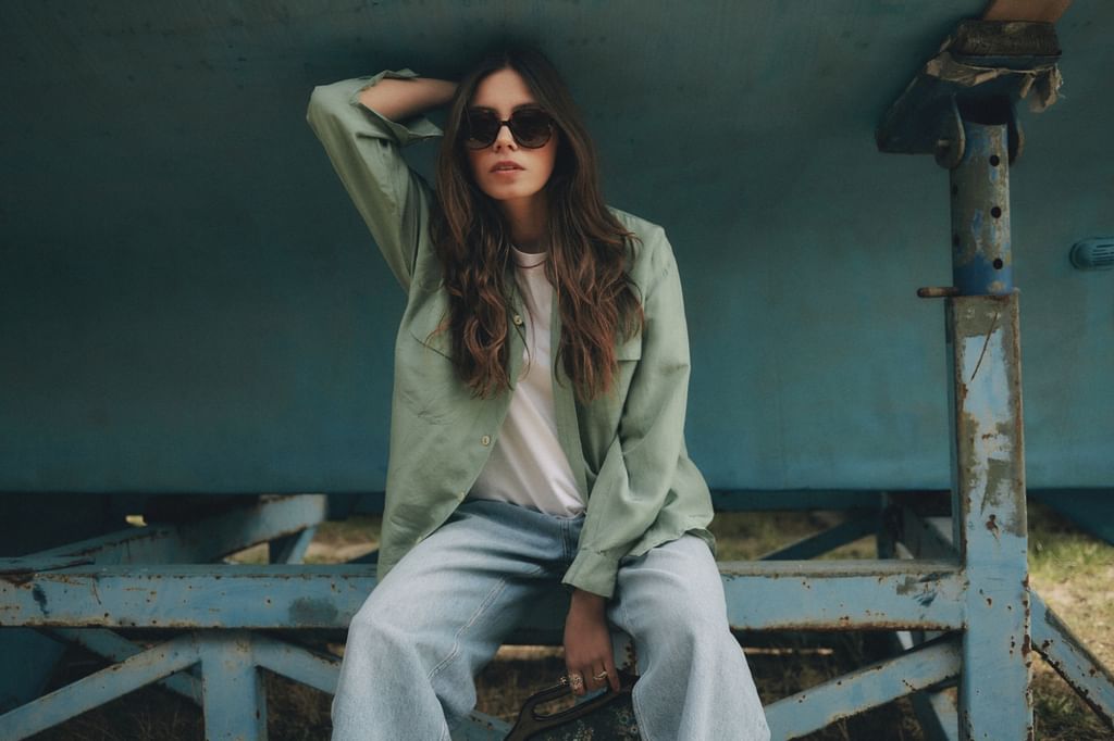 Jedwabna koszula pistacchio rozm S