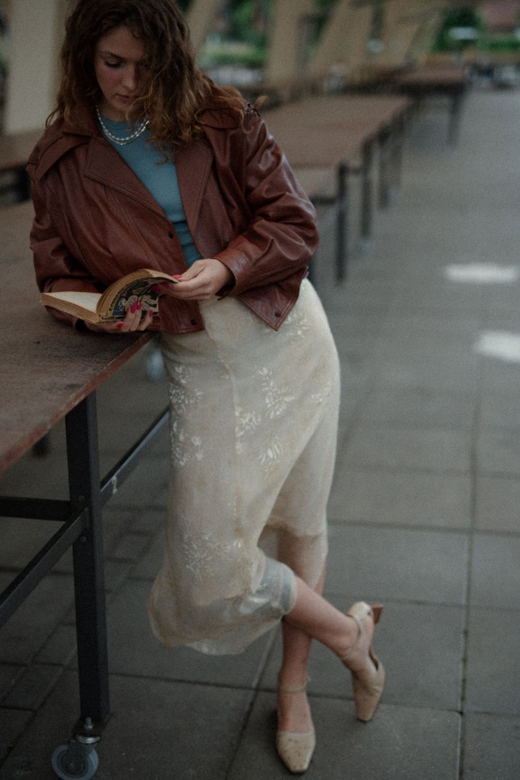 Skórzana brązowa kurtka Vintage M/L
