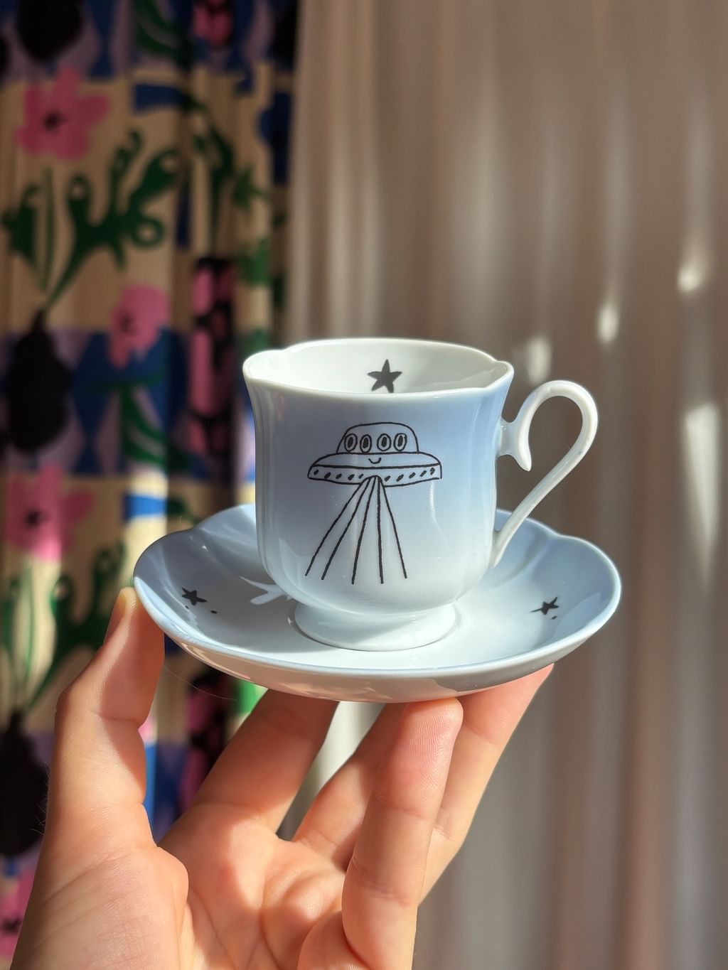 Filiżanka do espresso z ufo – błękitna