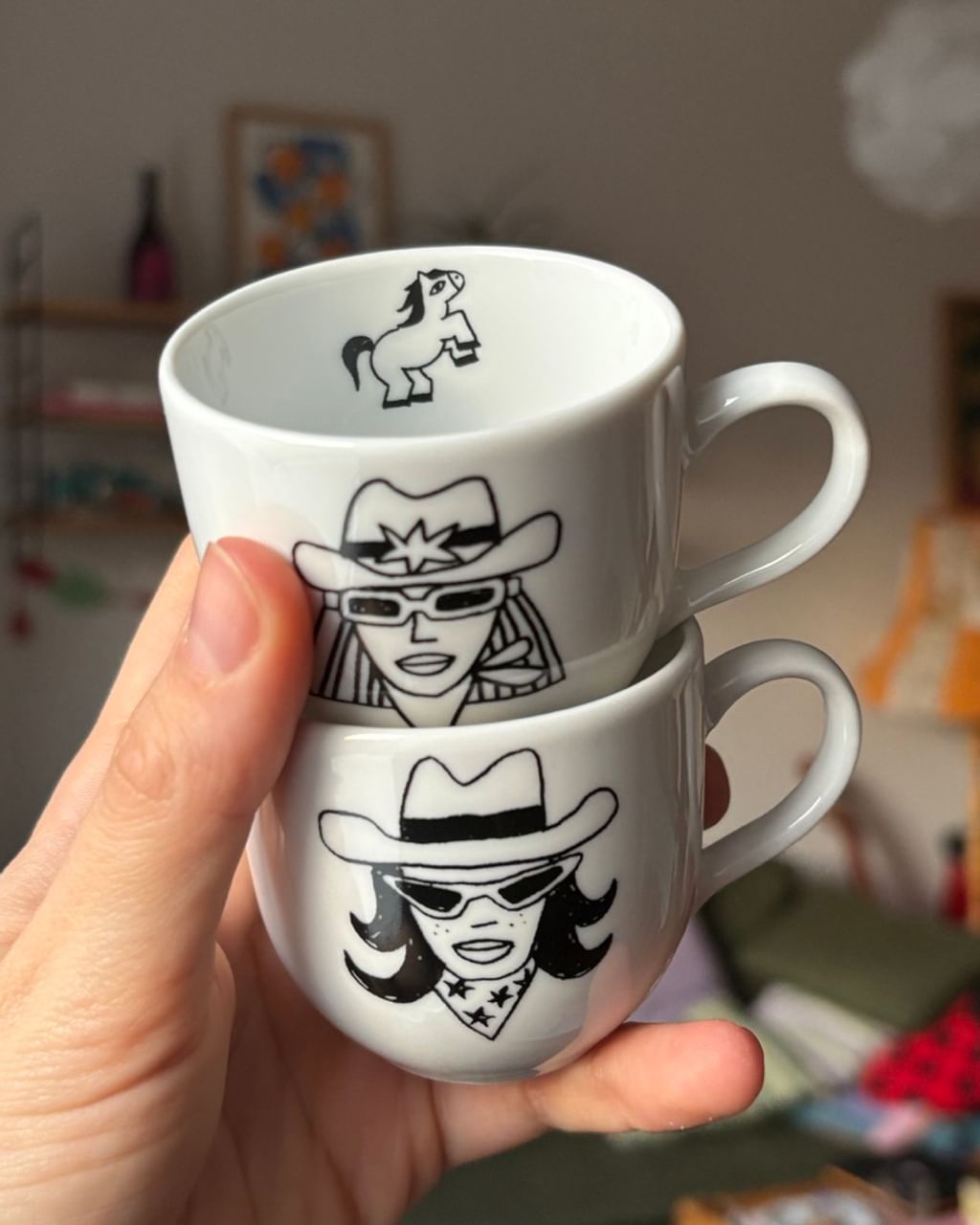 Zestaw 2 kubeczki do espresso z kowbojką (2)