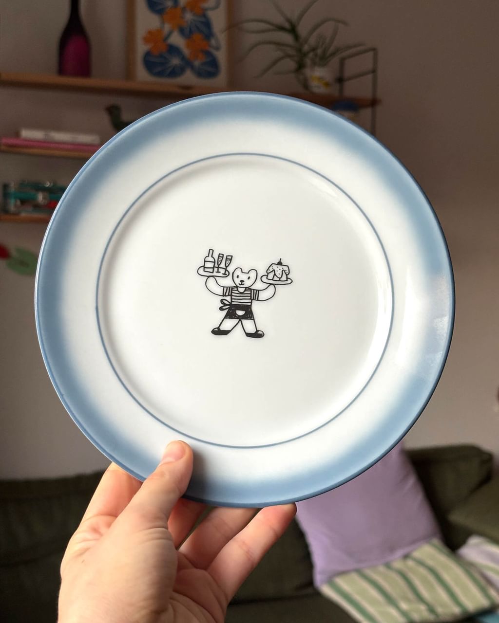 Talerz z misiem – niebieski