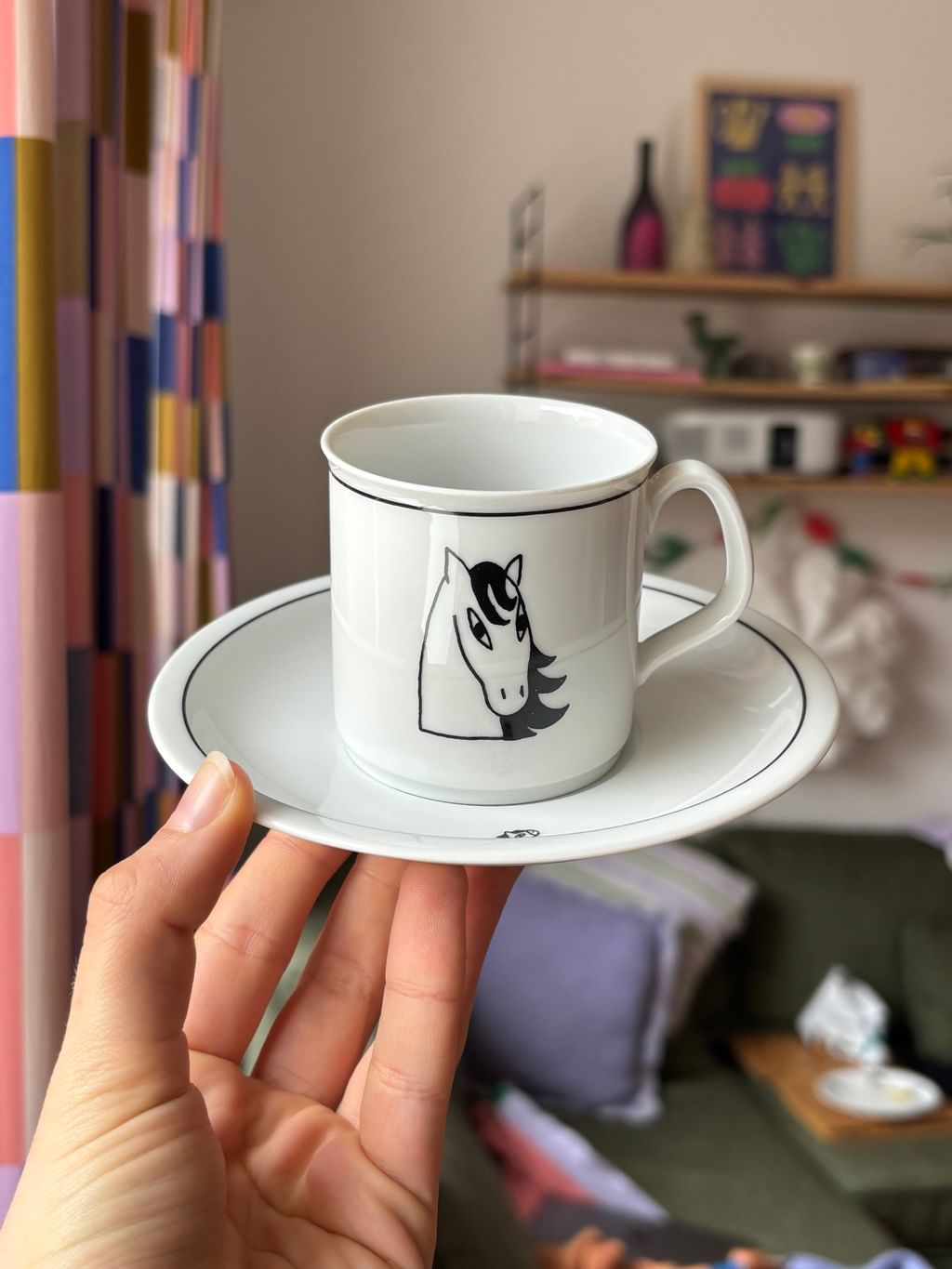 Filiżanka z kowbojką + spodek czarny rancik