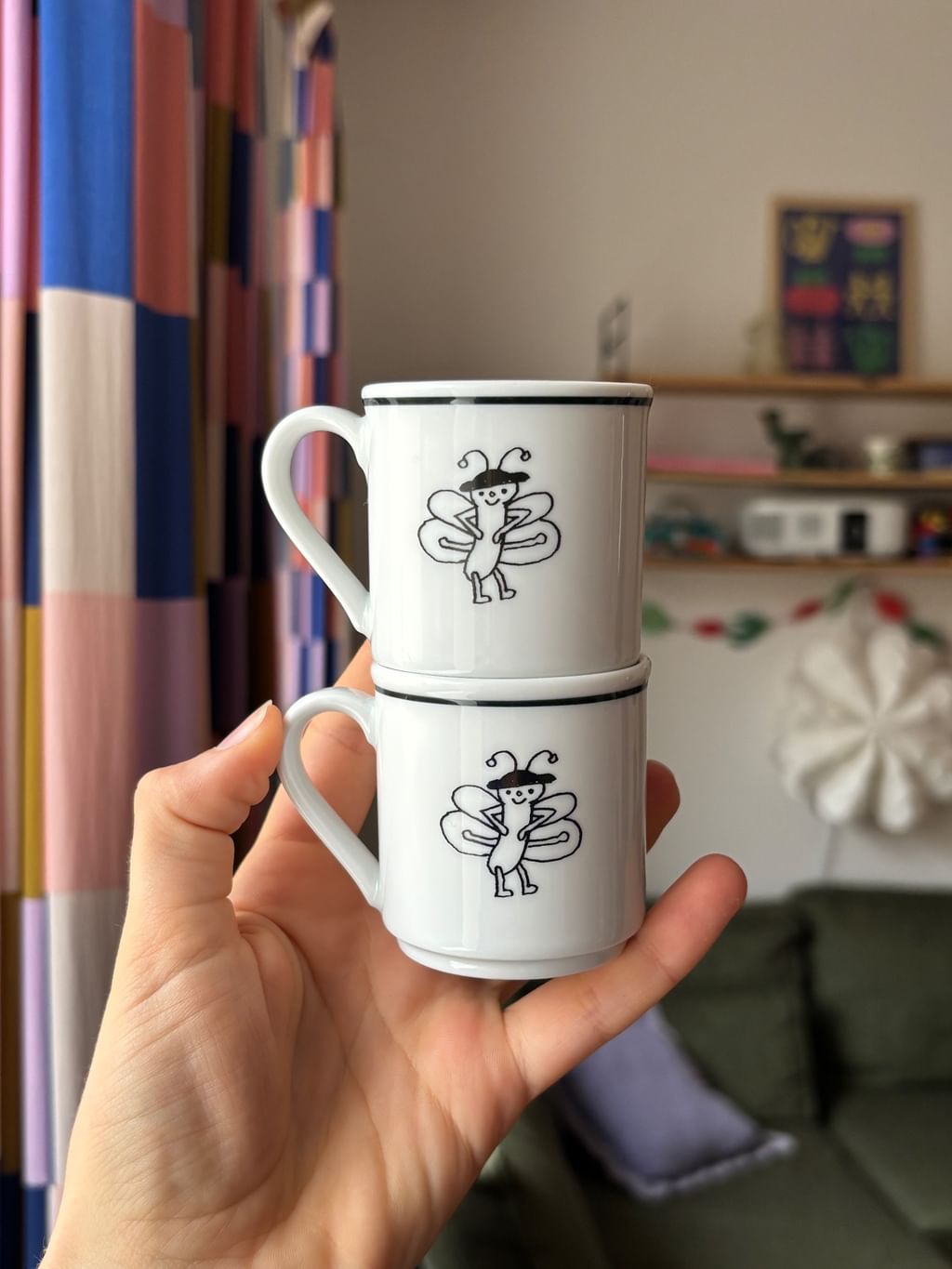 Zestaw 2 filiżanki do espresso z motylkami