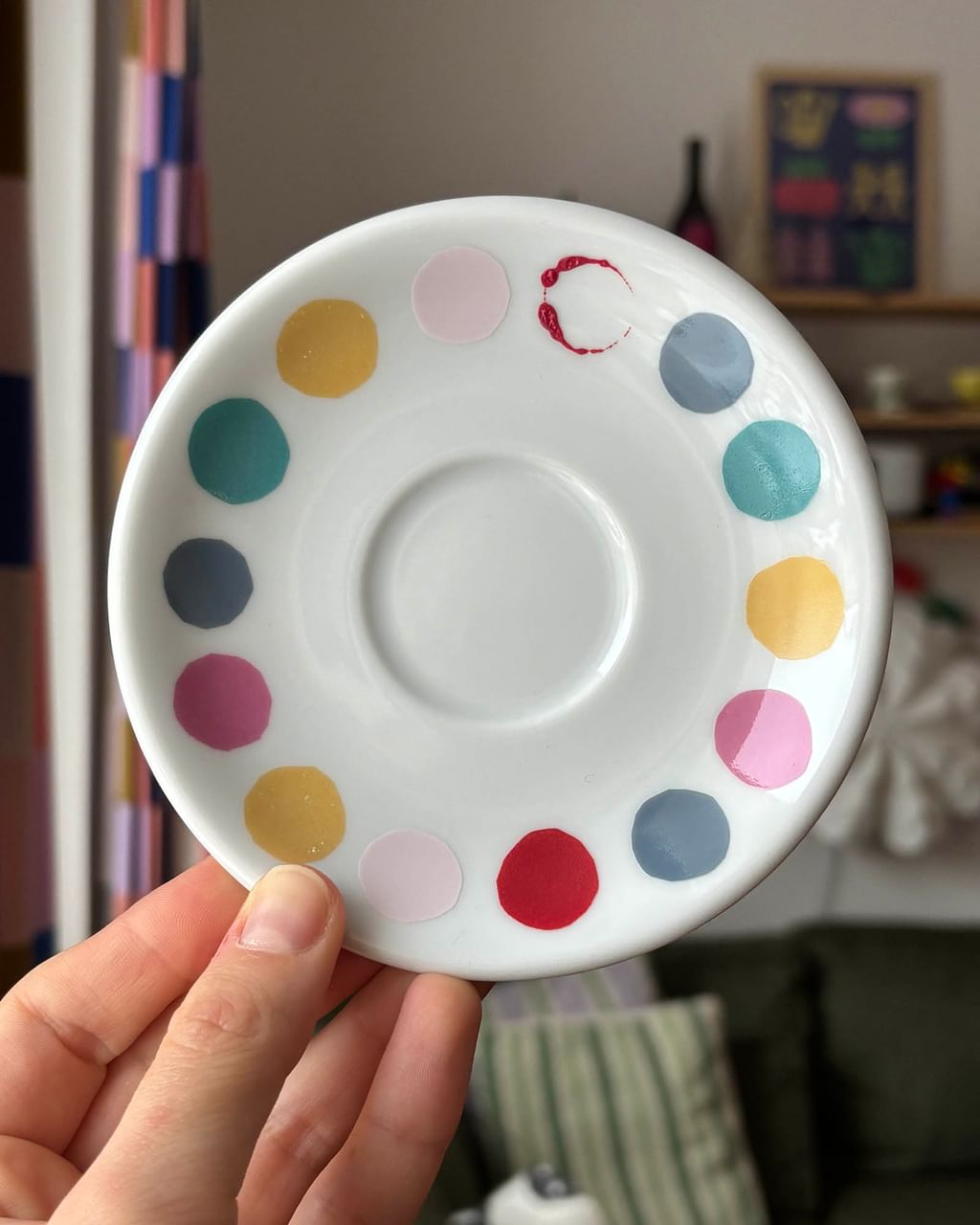 Filiżanka do espresso w kropeczki + spodek II [OUTLET]