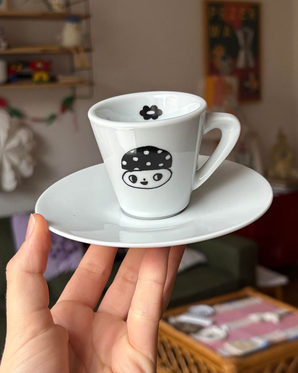 Filiżanka do espresso z grzybkiem + spodek